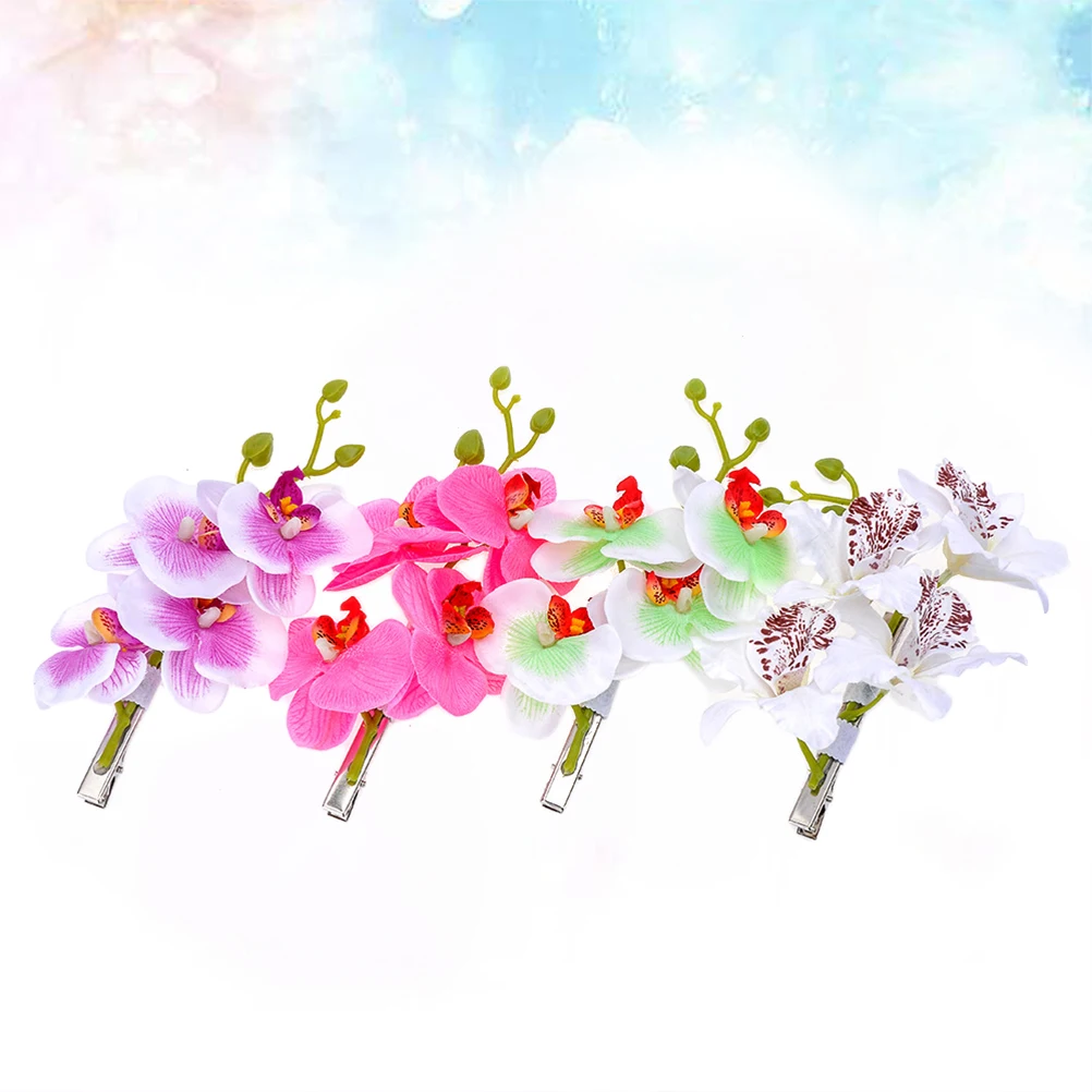 

Artificial Orchid Hairpin Clip Flower Hair Flowers for Girl Wedding Bohemia Floral Hair Accessories Travel Party Decor