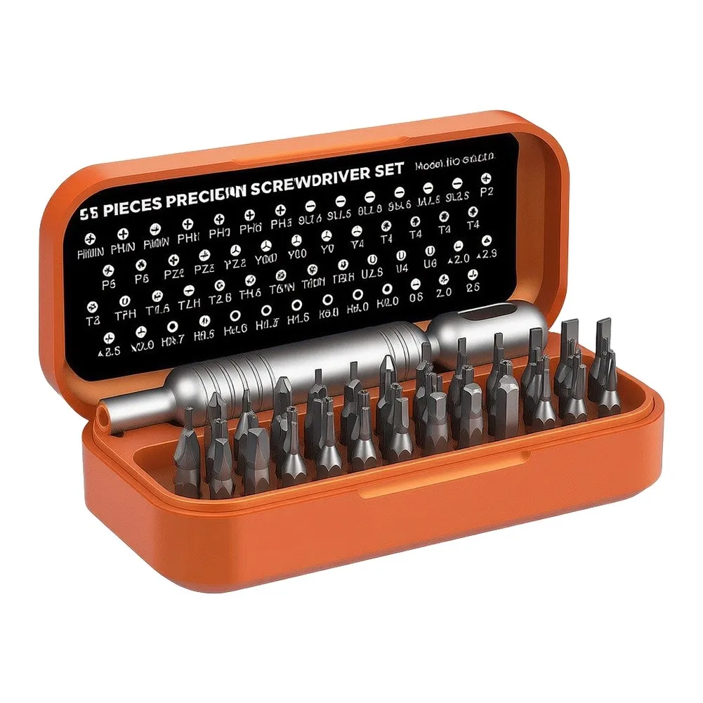 55 in 1 Magnetic Screwdriver Set with 55 Interchangeable Bits for Electronics Repair Aluminum Handle 5.1x3.47x11.2 cm