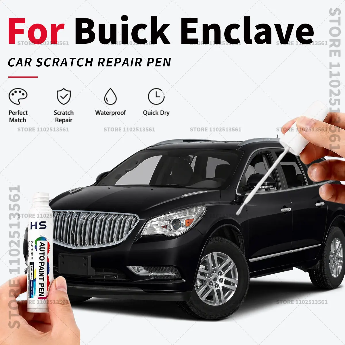 Touch Up Paint Pen – Restore Car Paint & Remove Scratches For Buick Enclave Summit White Silver  Gray Blue Red Black