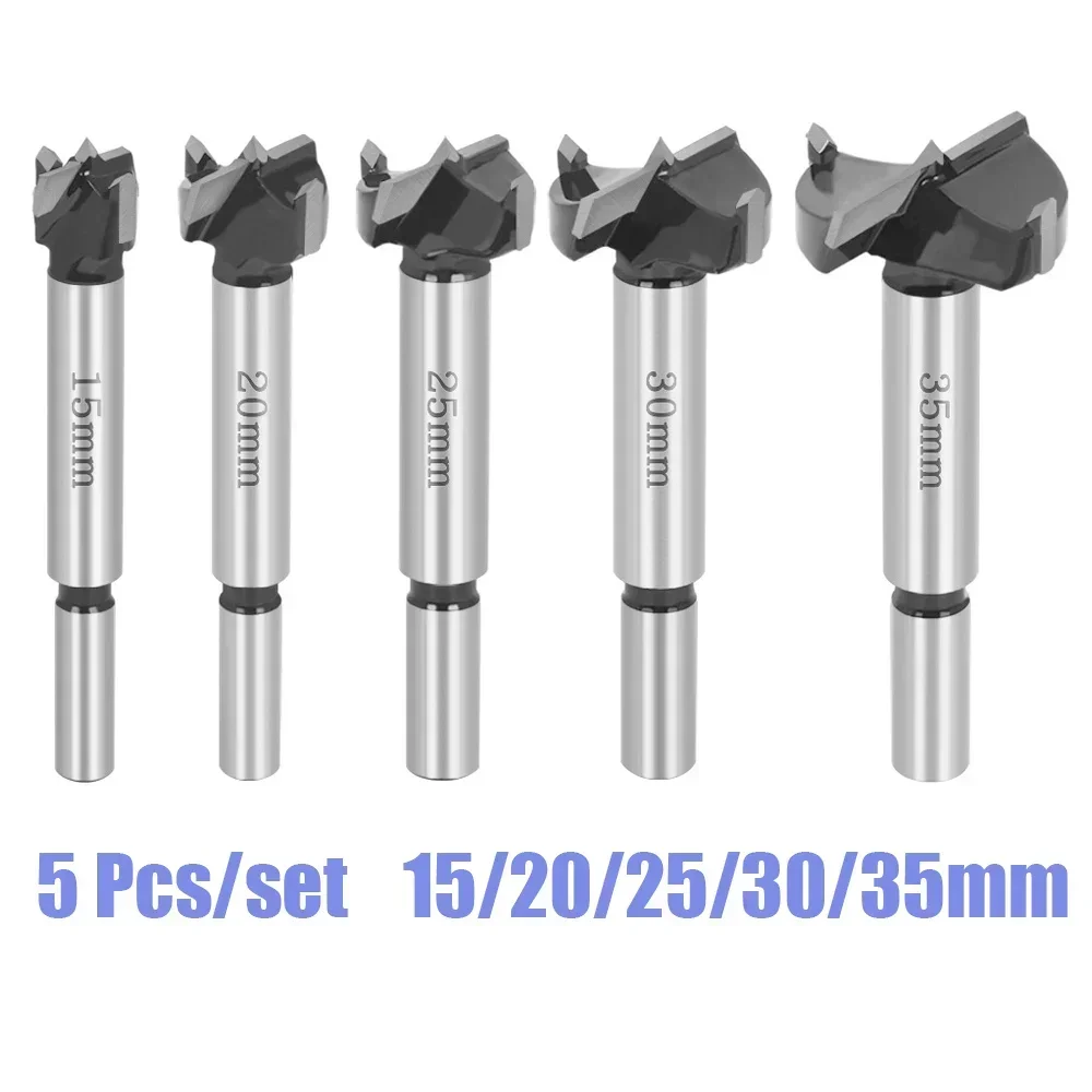 

5Pcs Drilling Pilot Hole Drill Bit Wood Drilling 15/20/25/30/35mm Hinge Boring Woodworking Saw Cutter Woodworking Hole Opener