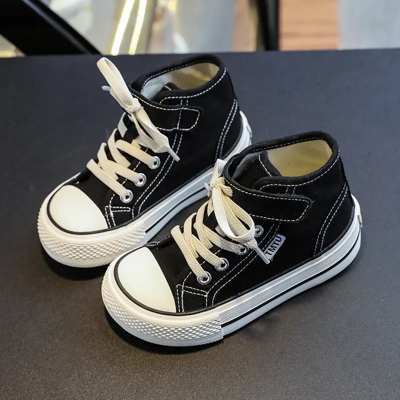 High Top Canvas Shoe Autumn Sneakers Boys Children Shoe for Girl Casual Board Shoes Versatile Girls Shoes Soft Sole Kid Shoes