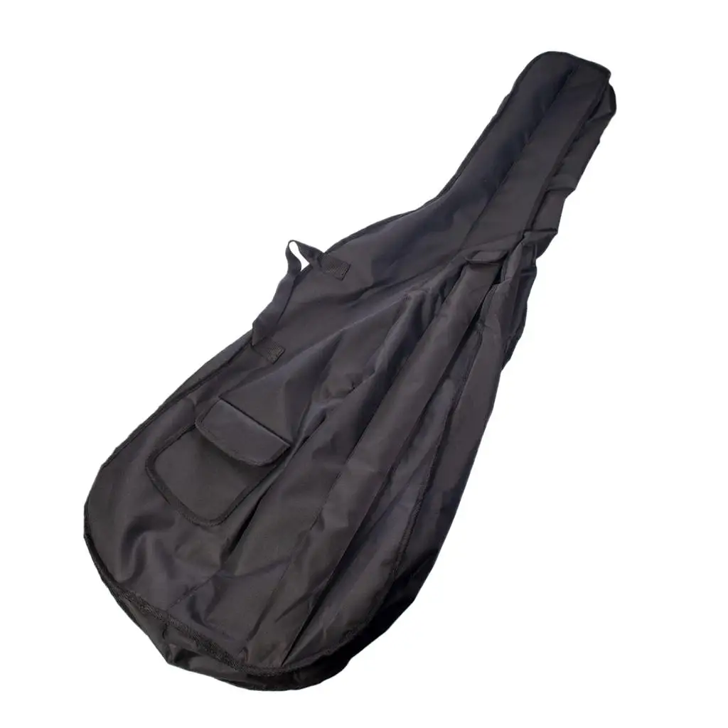 Adjustable Double Shoulder Strap Waterproof Nylon Cello Gig Bag Soft Case Cover - 4/4 Size - Black Padded Cello Gig Case