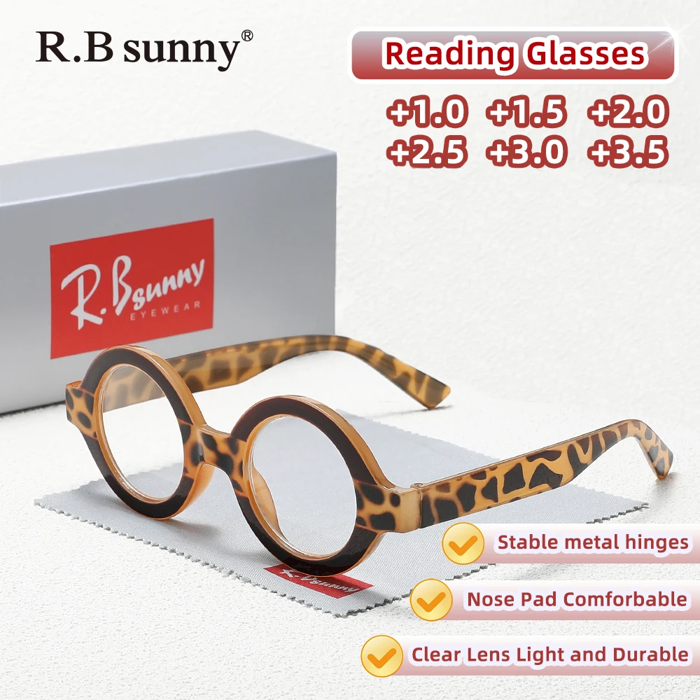 

Очки для чтения для мужчин и женщин, популярные очки в круглой оправе для пресбиопии, модные + 1,0 + 1,5 + 2,0 + 2,5 + 3,0 + 3,5