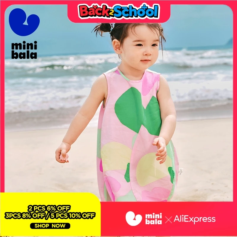 

Мини-платье с оборкой для девочек, милое платье из чистого хлопка в стиле принцессы, Новинка лета 2024