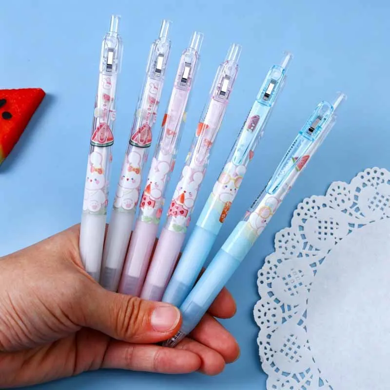 36PCS/ лот KAWAII кролик пресс гель ручка мило 0,5 мм черные чернила подпись ручки рекламные школьные принадлежности офиса
