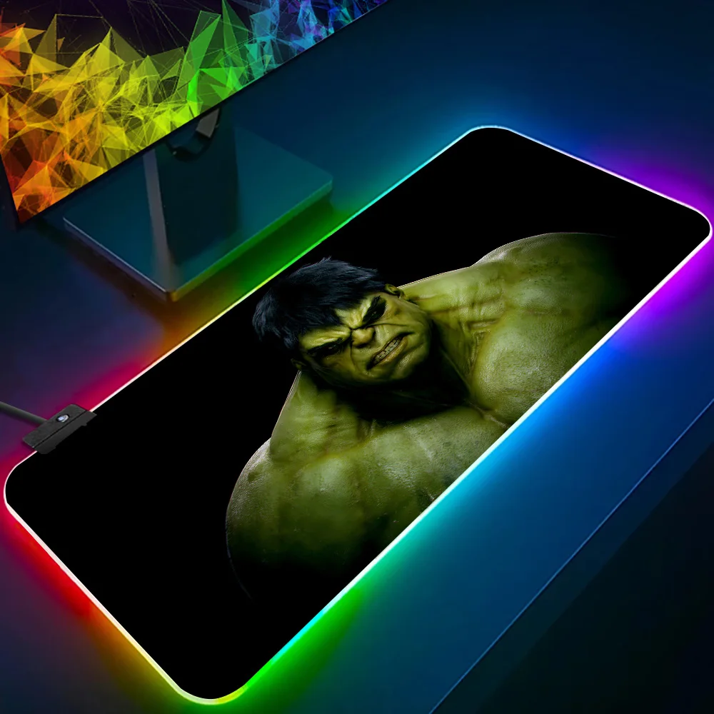 Imagem -02 - Marvel Hulk Rgb Led Brilhante Mouse Pad pc Gamer Teclado Mousepad Borracha Gaming Computer Mausepad