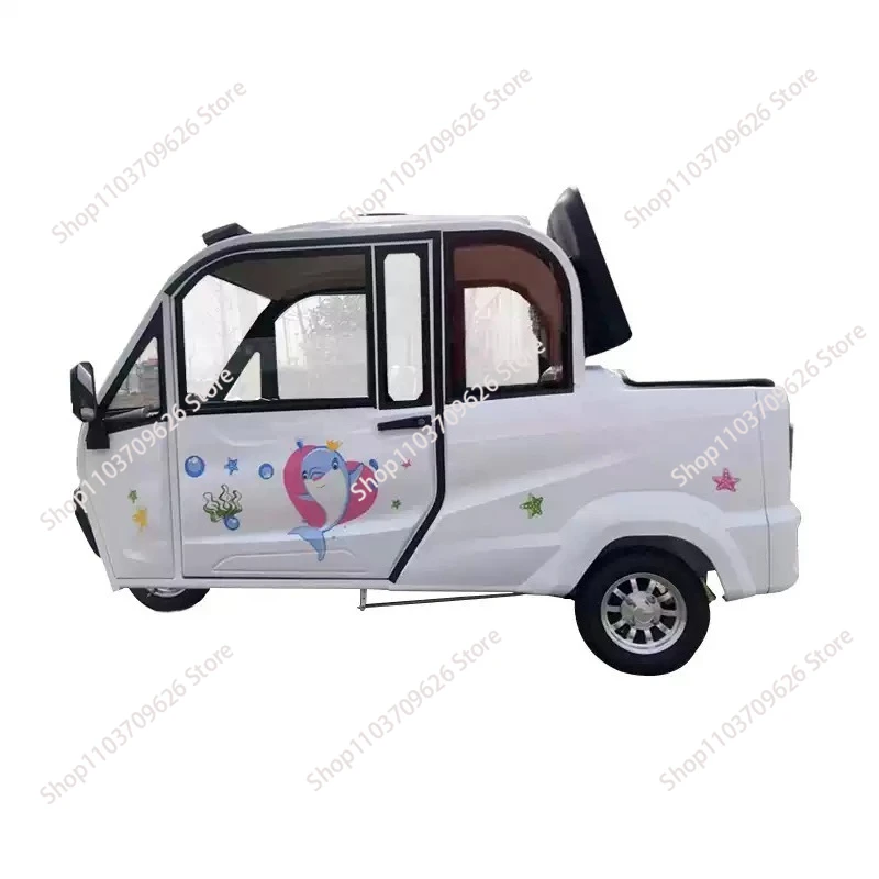Electric tricycle pickup truck household with shed pulling goods with bucket adult transportation old man Le optional national