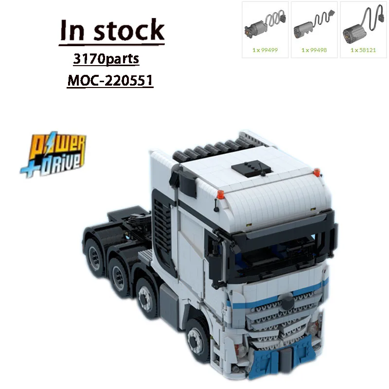 

MOC-220551 New Cargo Transport Truck 8X4 Remote Control Tractor Truck Building Block Model3170parts Boys Children's Birthday Toy