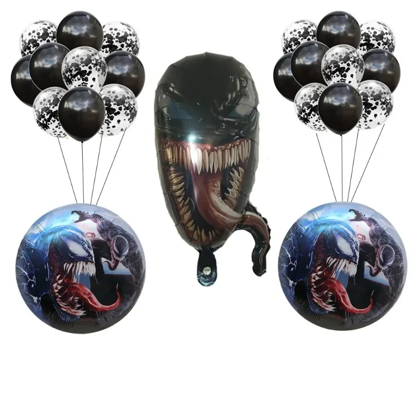 Marvel Cartoon Alien Venom Round Aluminum Film Balloon Set Birthday Party Decoration