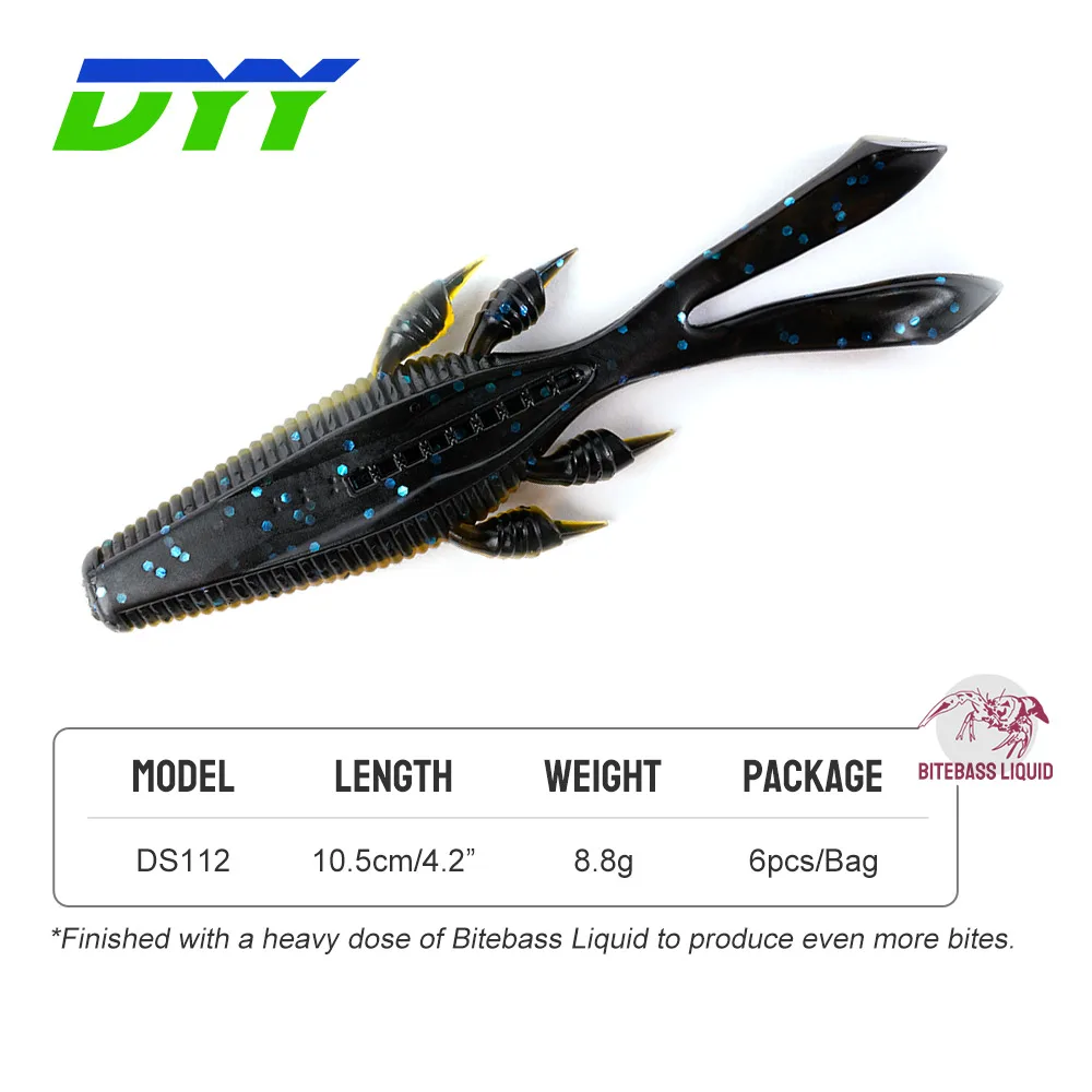 DYY-Soft Shrimp Silicone Swimbait, Artificial Bait for Bass Perch Gear Fishing, Buggy Craw, Perch, 10.5cm, 8.8G, 6Pcs