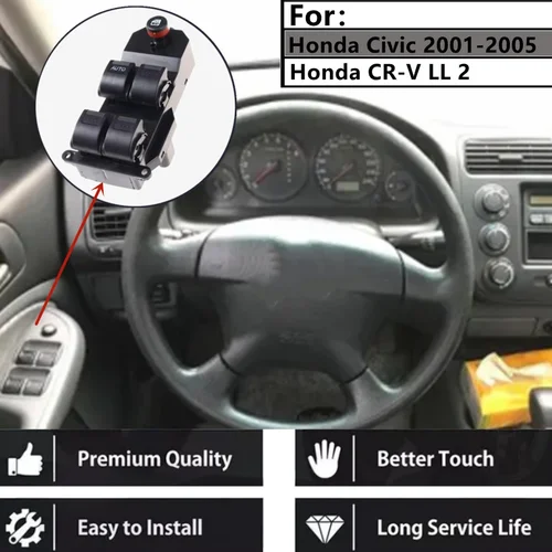 Imagen 2 del producto Interruptor de botón de ventanilla eléctrica principal para Honda CRV 2002-2006 Civic 2001-2005 35760-S9A-G042 35760-S9A-G042 35760S9AG042A