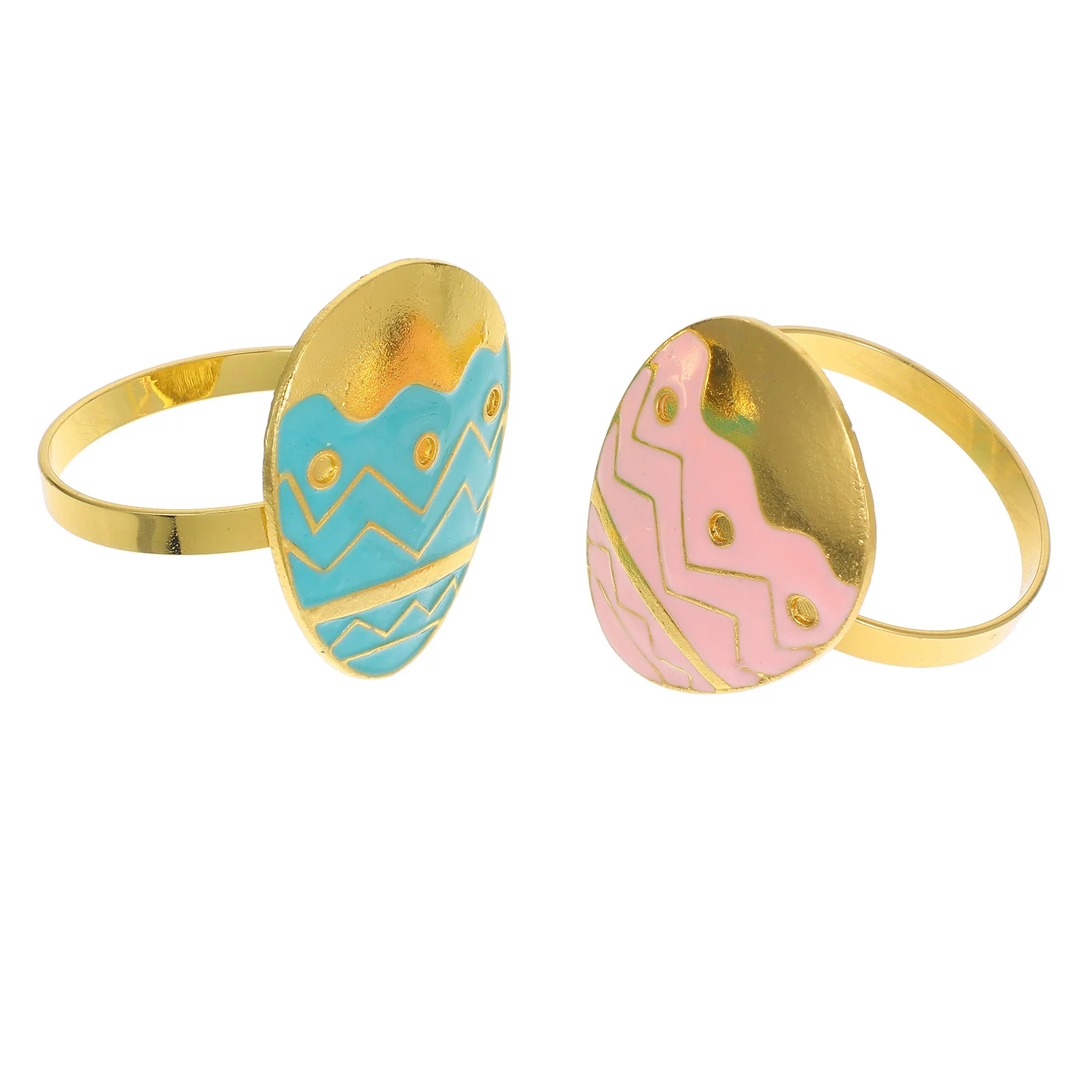 

2Pcs Easter Napkin Rings Festive Egg Design Reusable Metal Decoration for Party Table Farmhouse Theme Birthday Occasion