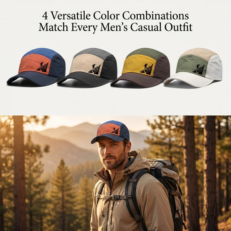 Men Color-Blocked Baseball Cap Spring/Summer Slightly Curved Outdoor Hiking Quick-Dry Peaked Hat