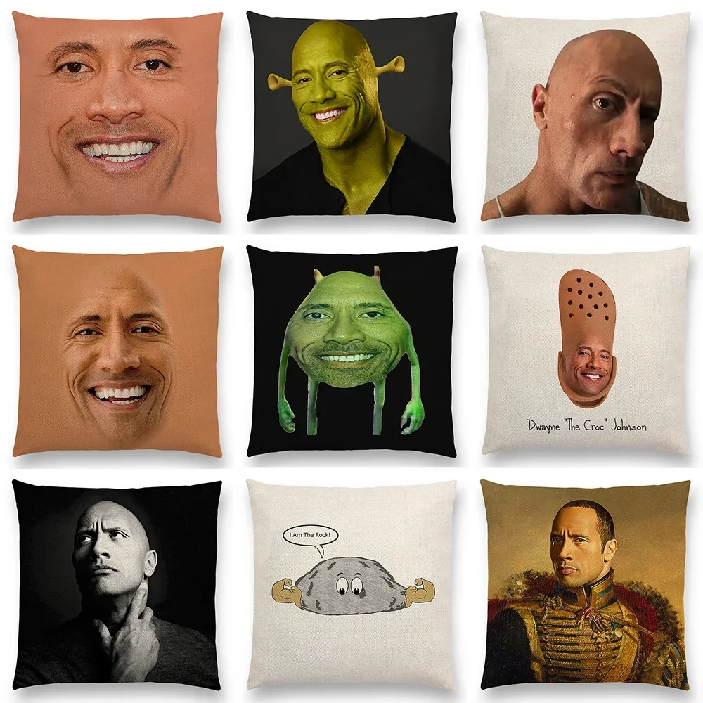 The Rock Face Dwayne Cushion Cover for Sofa Home Decorative American Actor Johnson Throw Pillow Cover Linen Cotton Pillow Case