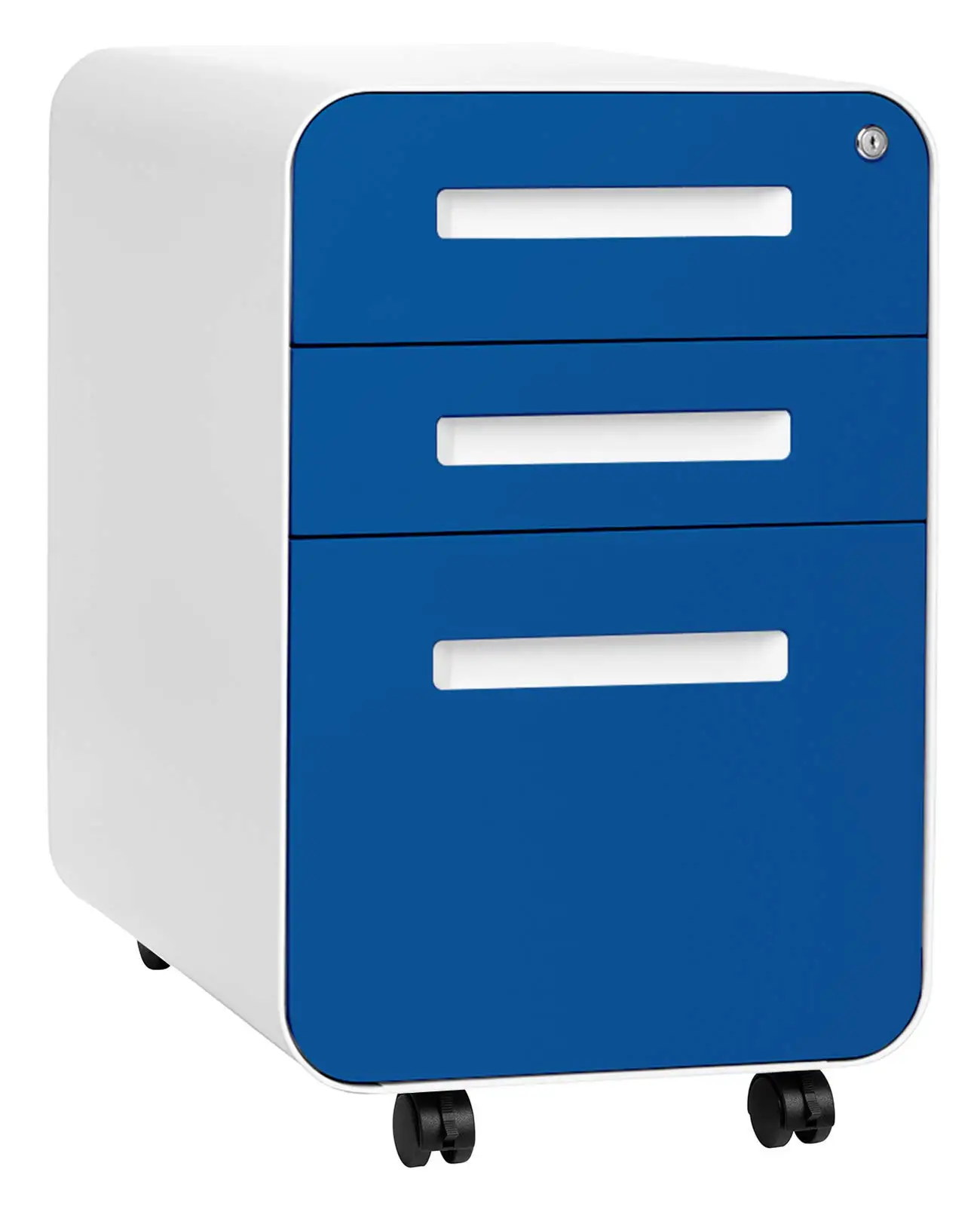 Stockpile 3 Drawer File Cabinet with Lock - Under Office Desk Metal Filing Cabinet, Legal/Letter File Folders, Wheels