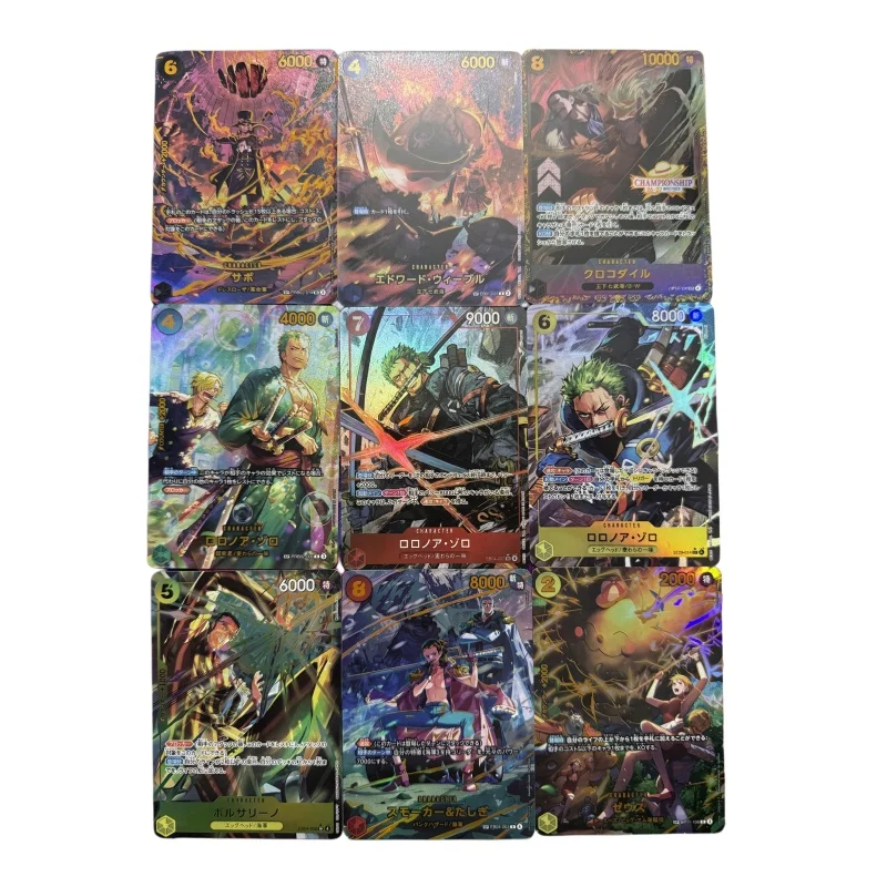 One Piece Luffy Zoro Ace Japanese Color Flash Anime Replica Collection Card OPCG DIY Anime Game Collection Card Toy