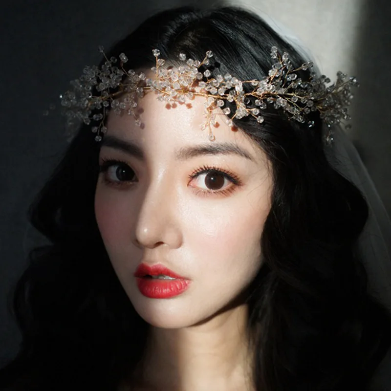 หรูหราคริสตัล Hairband ทำด้วยมือ Shinny Headpieces เจ้าสาวชิ้นงานแต่งงานชุดราตรี Headband