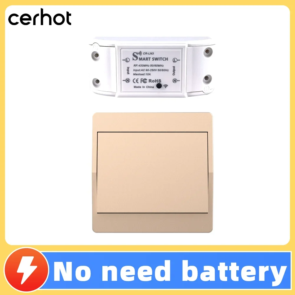 Smart Home Gold Self Powered Wireless Switch For Lights Kinetic Light Switch Kit Remote Light Switches Wireless Push Button