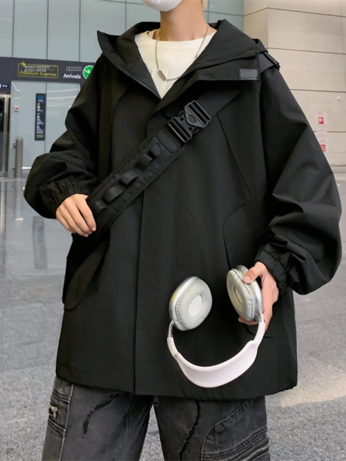 

American Sle Oversize Soft ell Jaet Men's Hooded Spring Autumn Trendy Street Sle Workwear Jaet Youth Culture