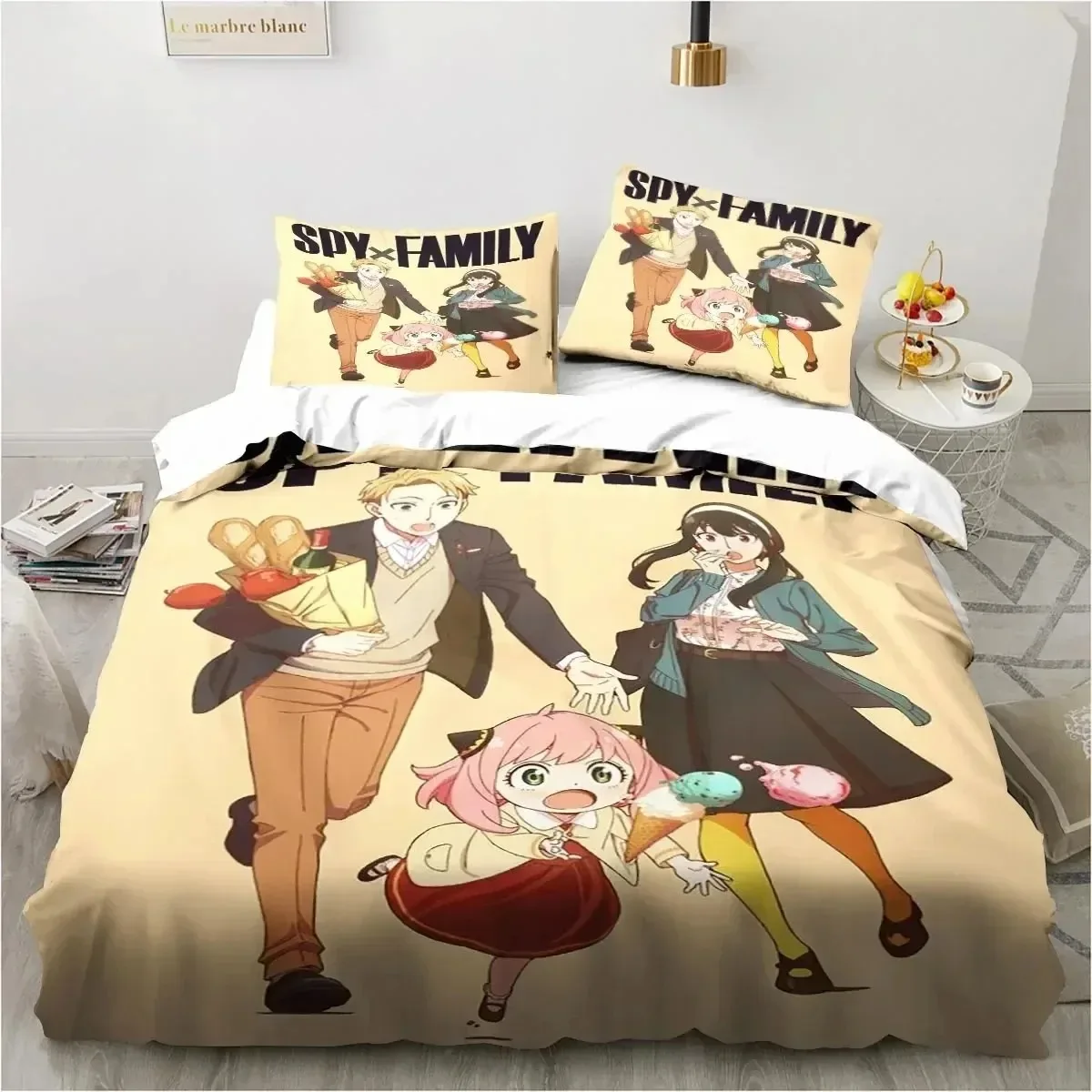 3D Printing SPY FAMILY Anya Anime Bedding Set Duvet Cover Bed Set Quilt Cover Pillowcase Comforter king Queen Size Boys Adult