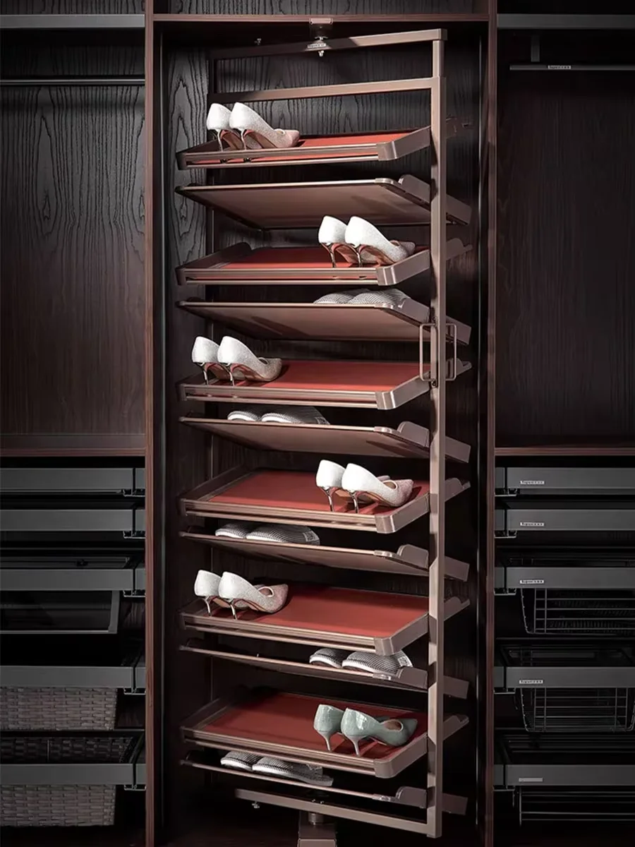 High Quality Aluminum Rotating Shoe Racks Display Exclusive Design 360 Degrees Shoes Organizer Storage for Wardrobe