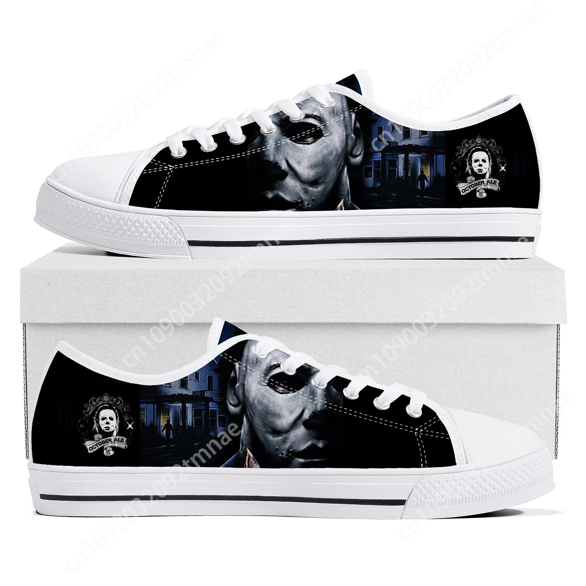 

Horror Halloween Shoes Low Top Michael Myers Mens Womens Teenager Canvas High Quality Sneaker Casual Couple Sneakers Custom Shoe