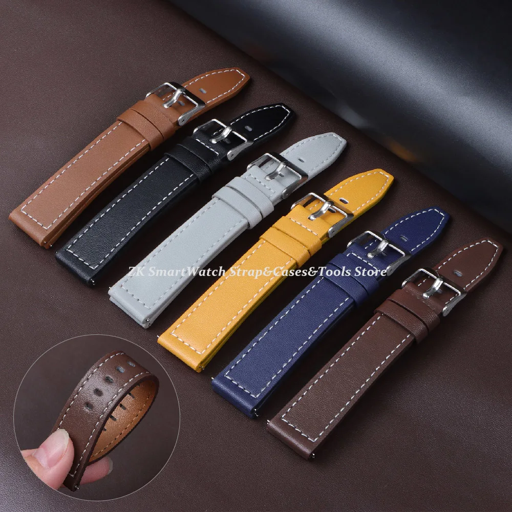 

20mm 22mm Watch Straps Leather Watchband for Huawei Gt3 Gt2 Universal Replacement Bracelet Belt for Men Women Watch Accessories