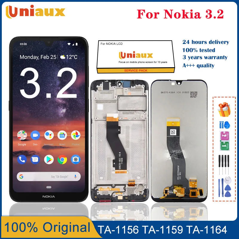 

6.26" Original LCD Digitizer For Nokia 3.2 LCD Display Touch Screen Assembly Replacement For Nokia 3.2 LCD TA 1156 1159 1164