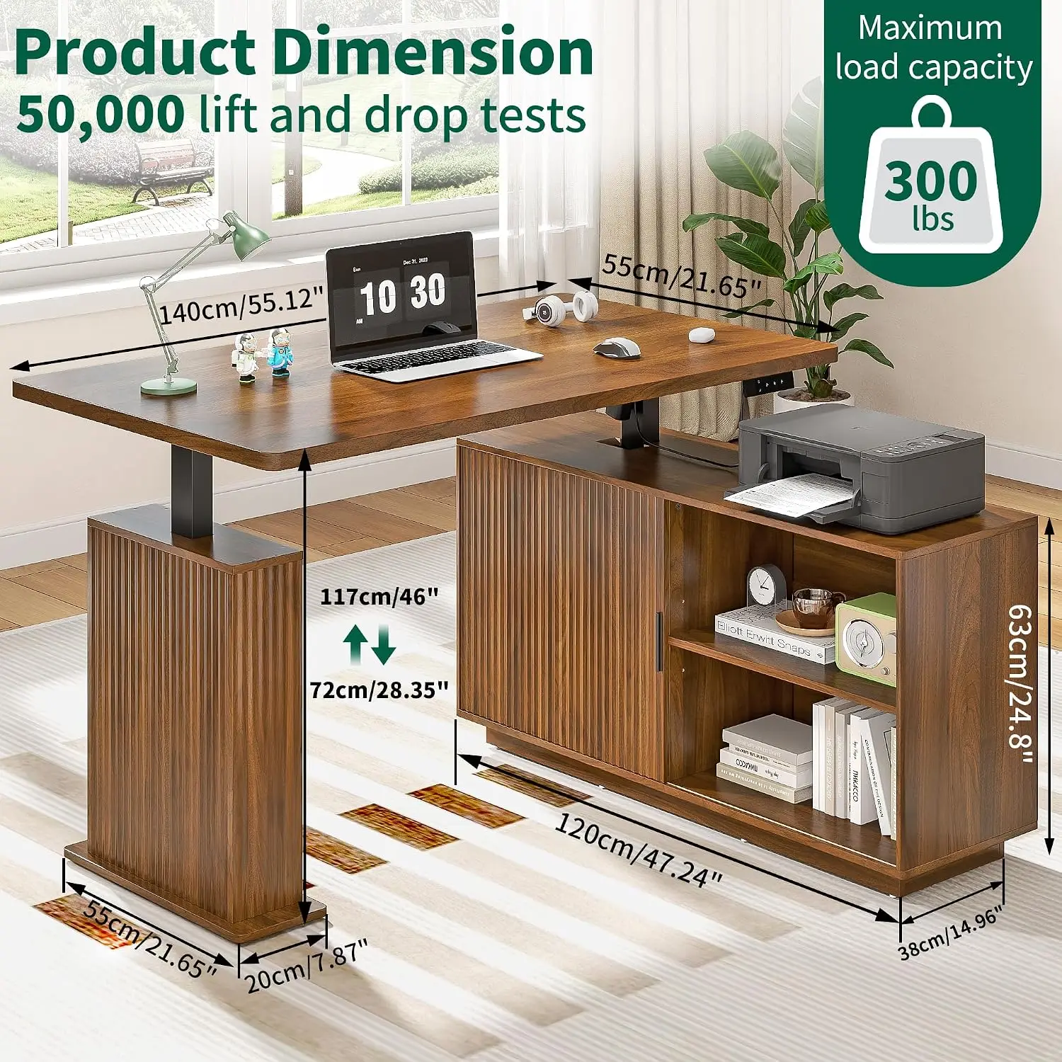 L Shaped Electric Standing Desk, Corner Sit Stand Up Executive Desk, Height Adjustable Home Office Workstation, Customized