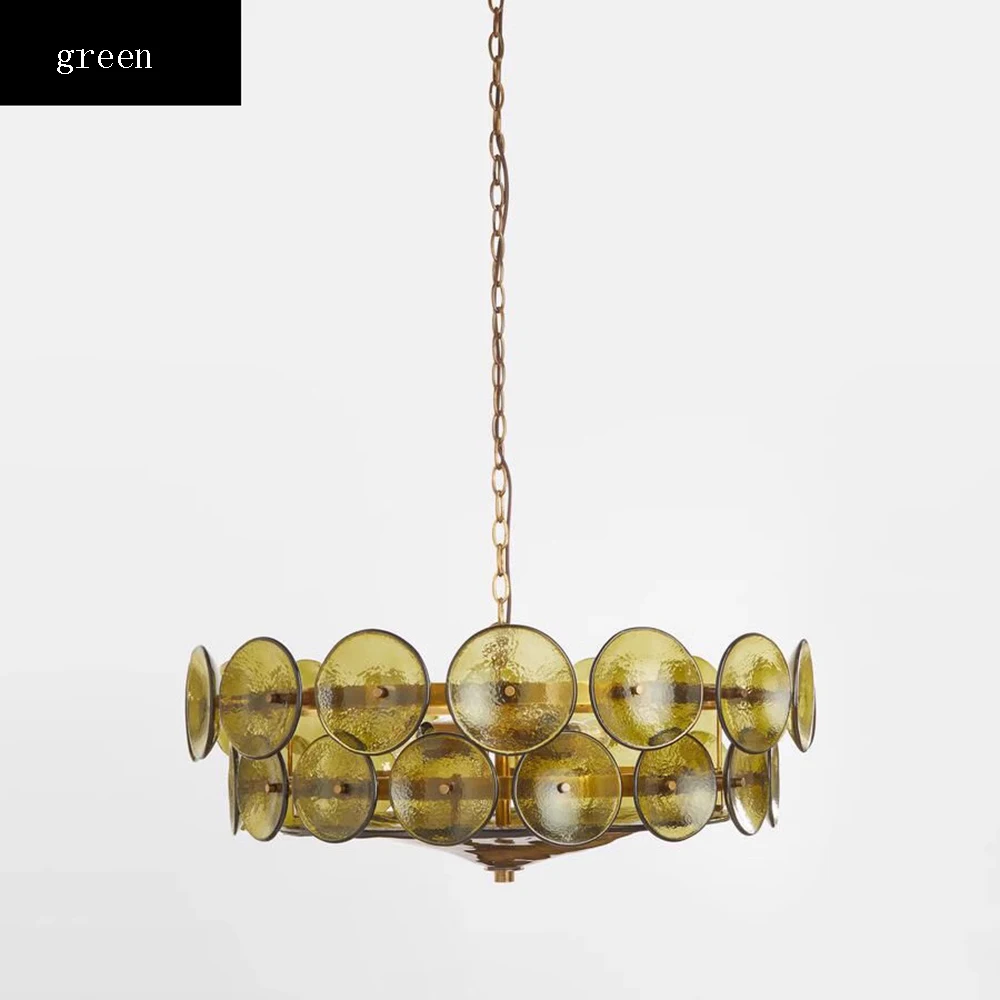 Modern Glass Disc Fixture Wabi Sabi Textured Amber Round Plates Decorative Ceiling Fixture For Living