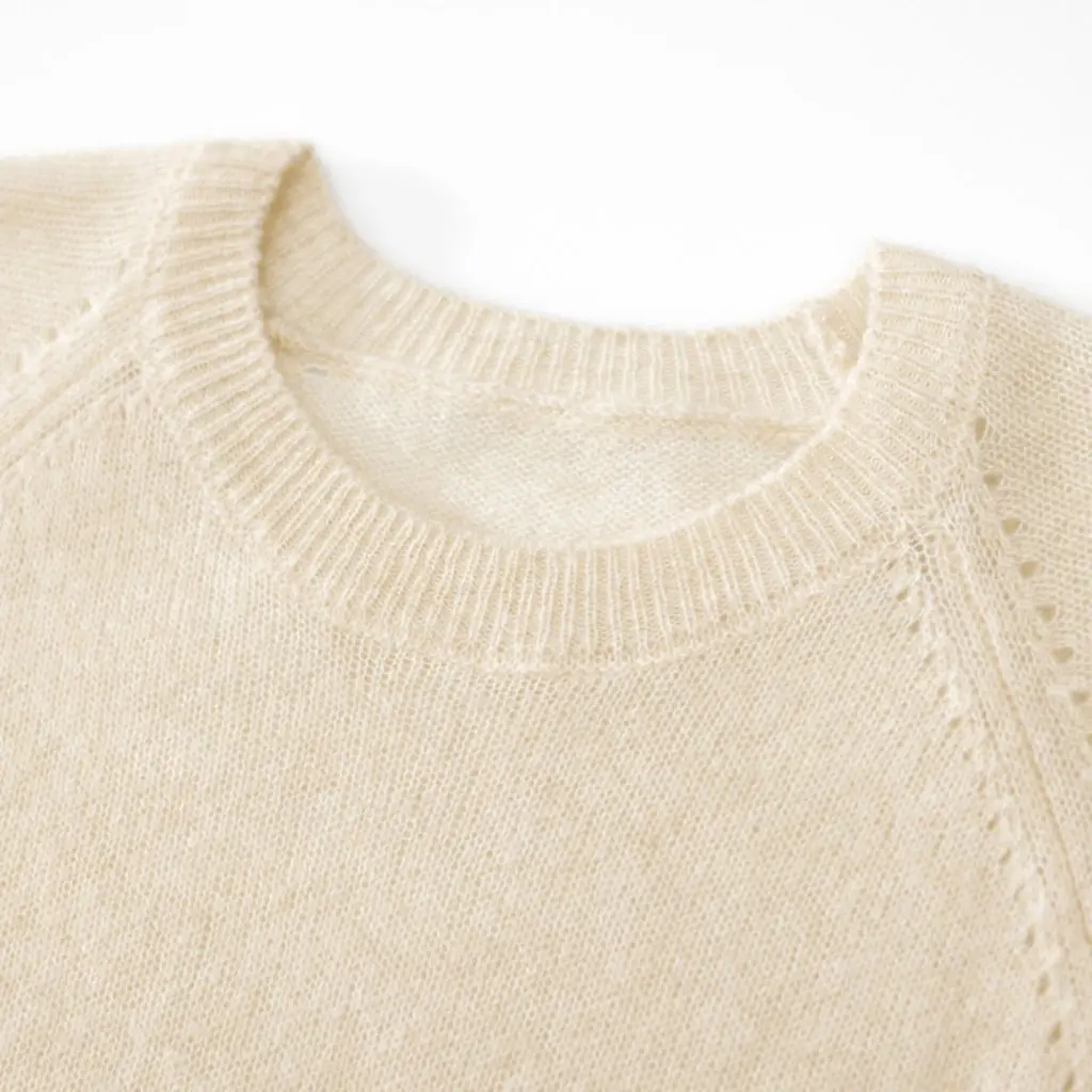 

Женский трикотаж Cloud Goat из кашемира и шелка с круглым вырезом, универсальный базовый слой с короткими рукавами, свободный крой реглан