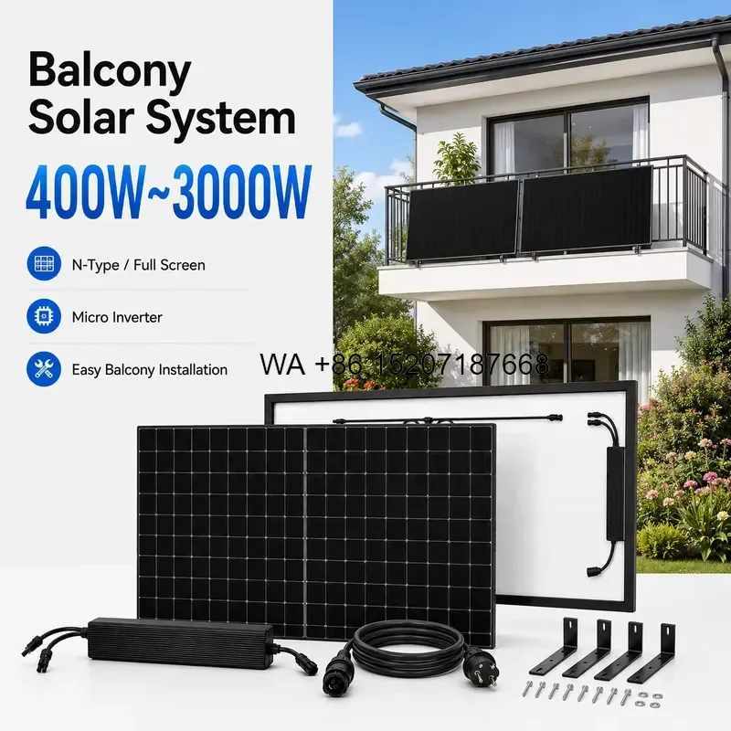 Wmwmnu 800W Plug and Play Balcony Solar Kit with Microinverter and Battery for Home Energy Storage System