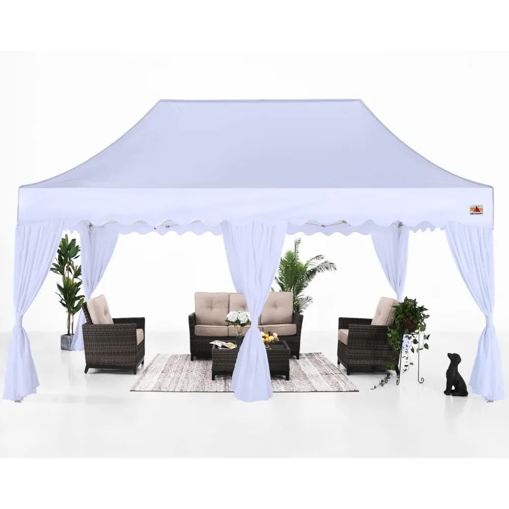 

Patio Pop Up Canopy Tent With Curtain 10x20 Event-Series (White) Canopies for Outdoor Furniture Terrace Camping Tents for Events