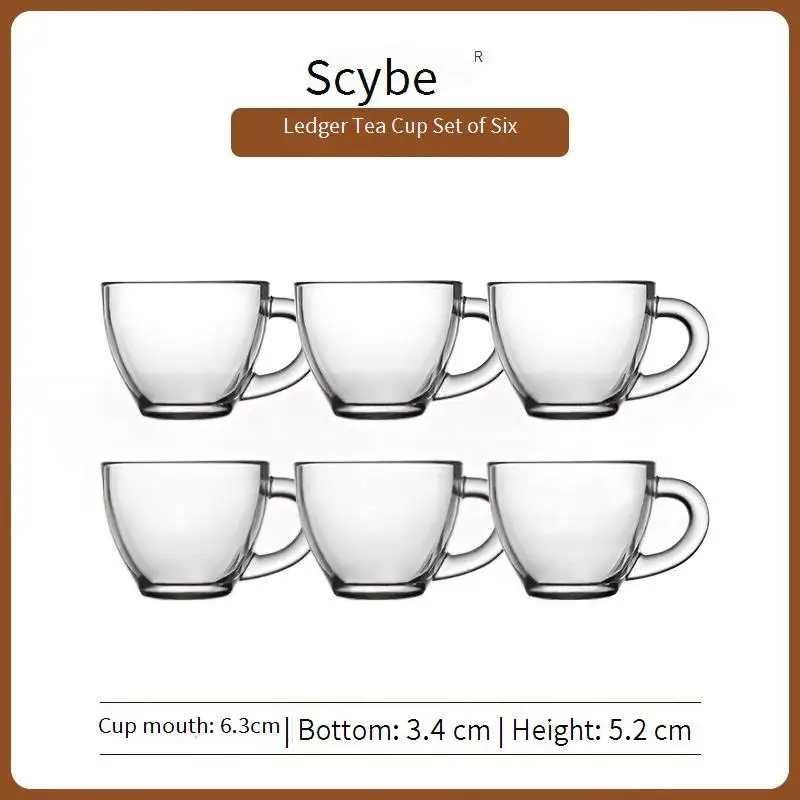 

Glass wine cup teacup small cup set with handle heat-resistant Kung Fu small teacup glass tea set