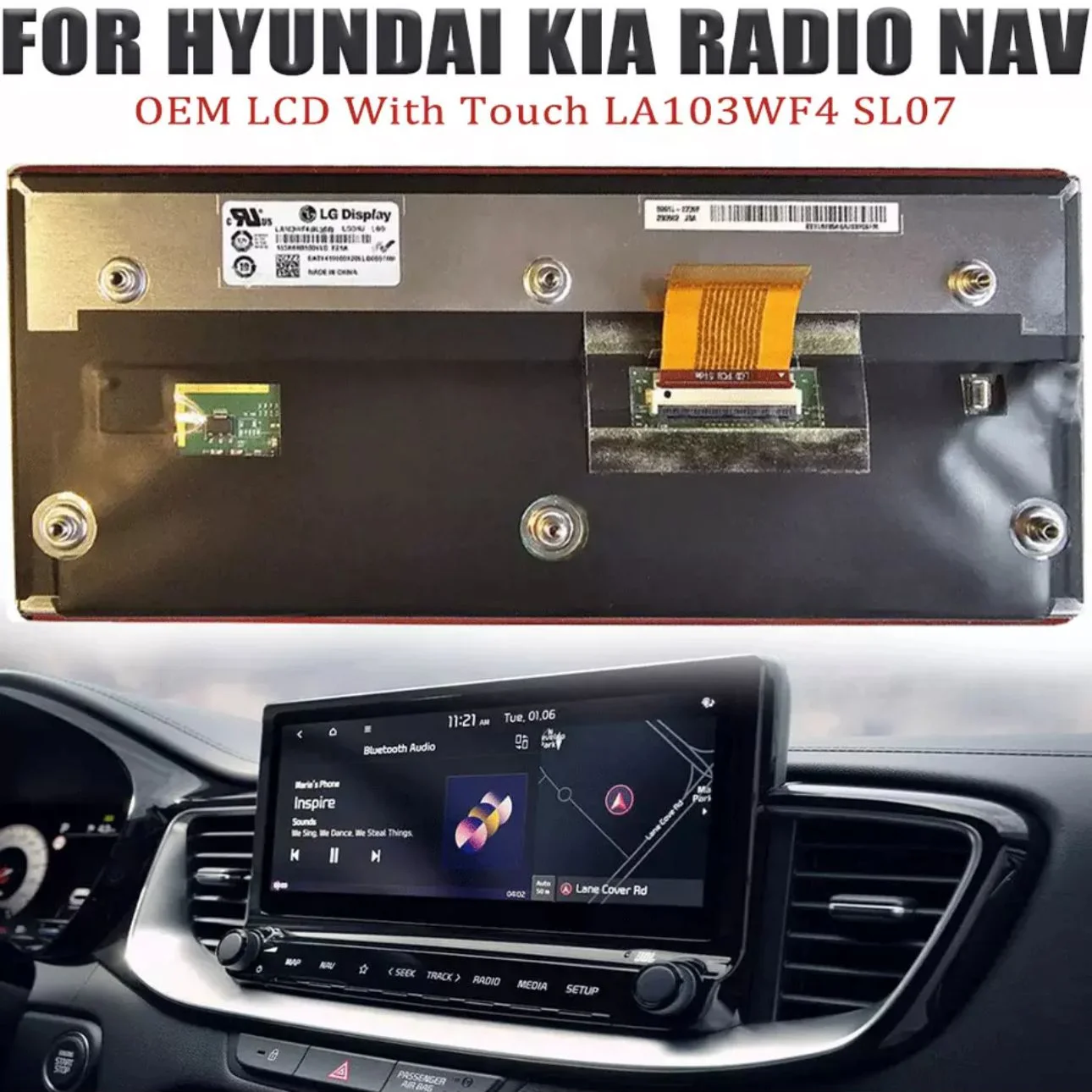 

10.3 inch OEM LCD Display With Touch Screen LA103WF4-SL07 For Hyundai KIA Radio NAV 2021-2023