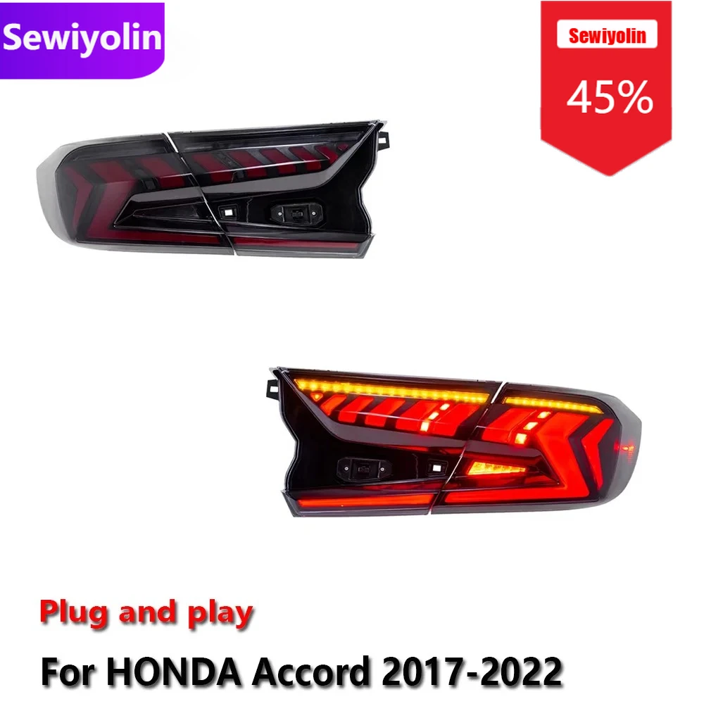 

Автомобильные светодиодные задние фонари DRL в сборе для HONDA Accord 2017-2022, автомобильные противотуманные фары DRL, указатель поворота, Plug and Play