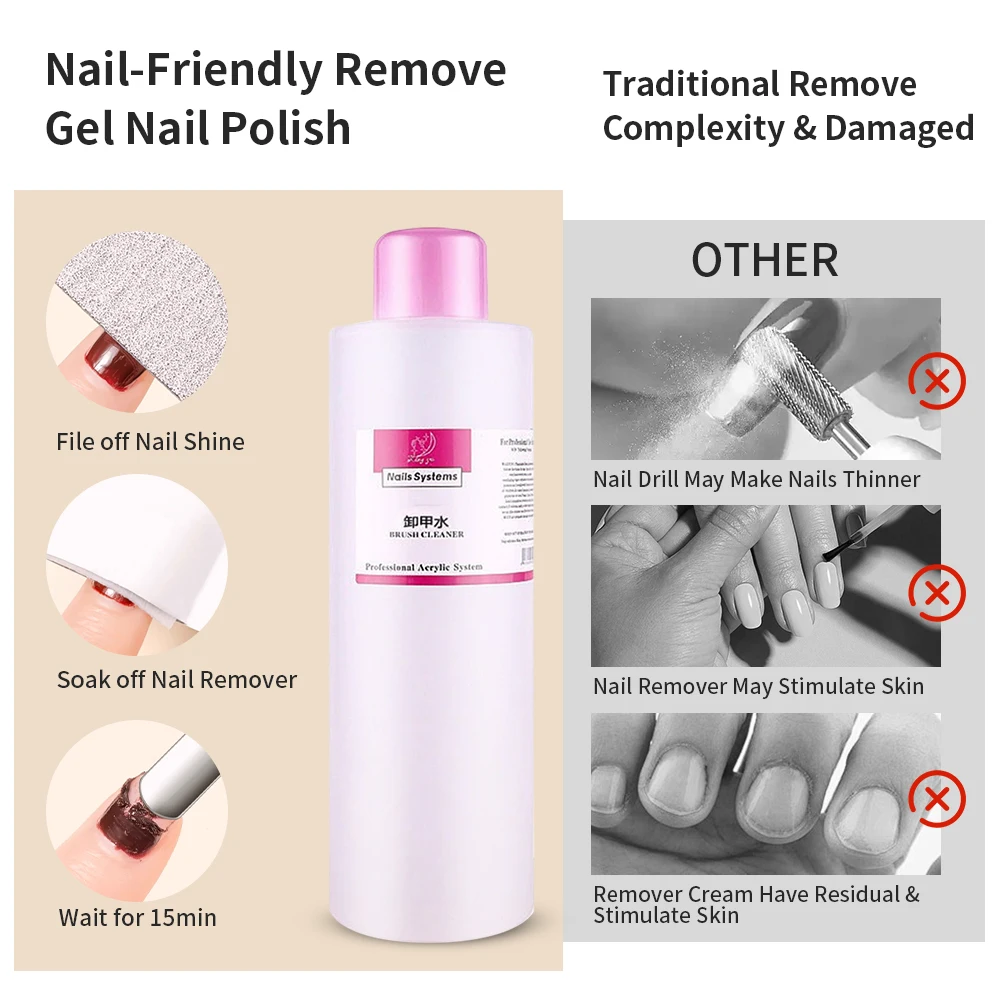 1000ml Nail Gel Polish Remover Liquid Professional Gel Fast Remover for Nails Removes Permanent Tool Nail Polish Cleaner Liquid