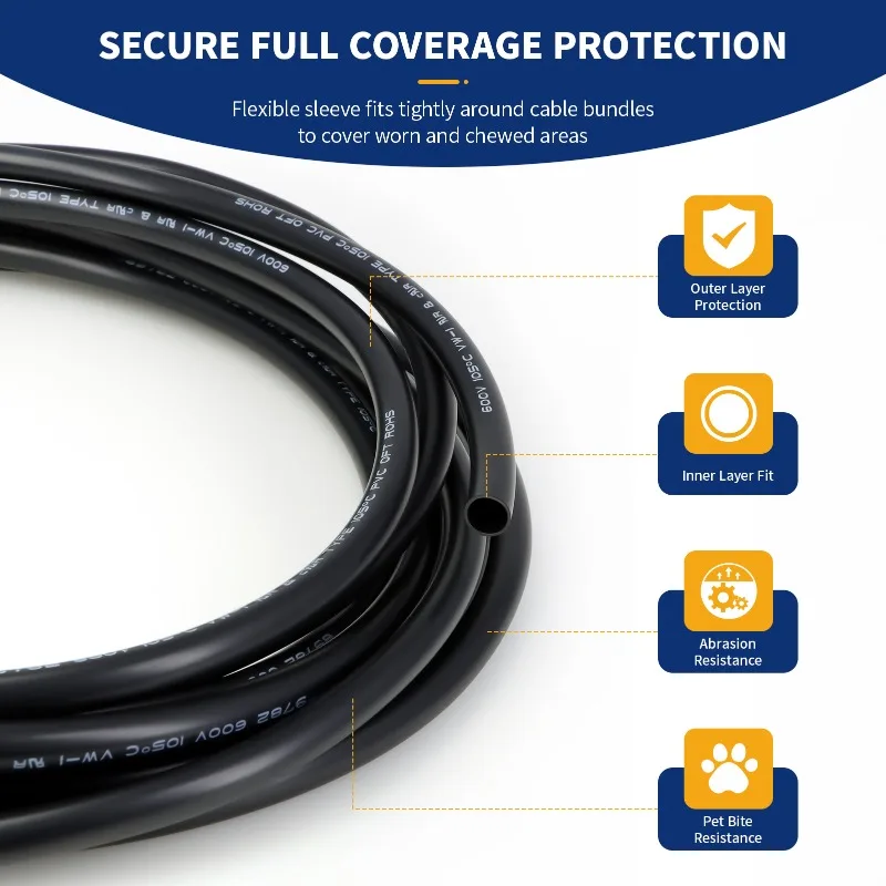 1-10m PVC Insulation Non-shrink Cable Sleeve ID 1mm- 20mm Black Temperature Resistant 105° Wire Harness Protection Soft Hose