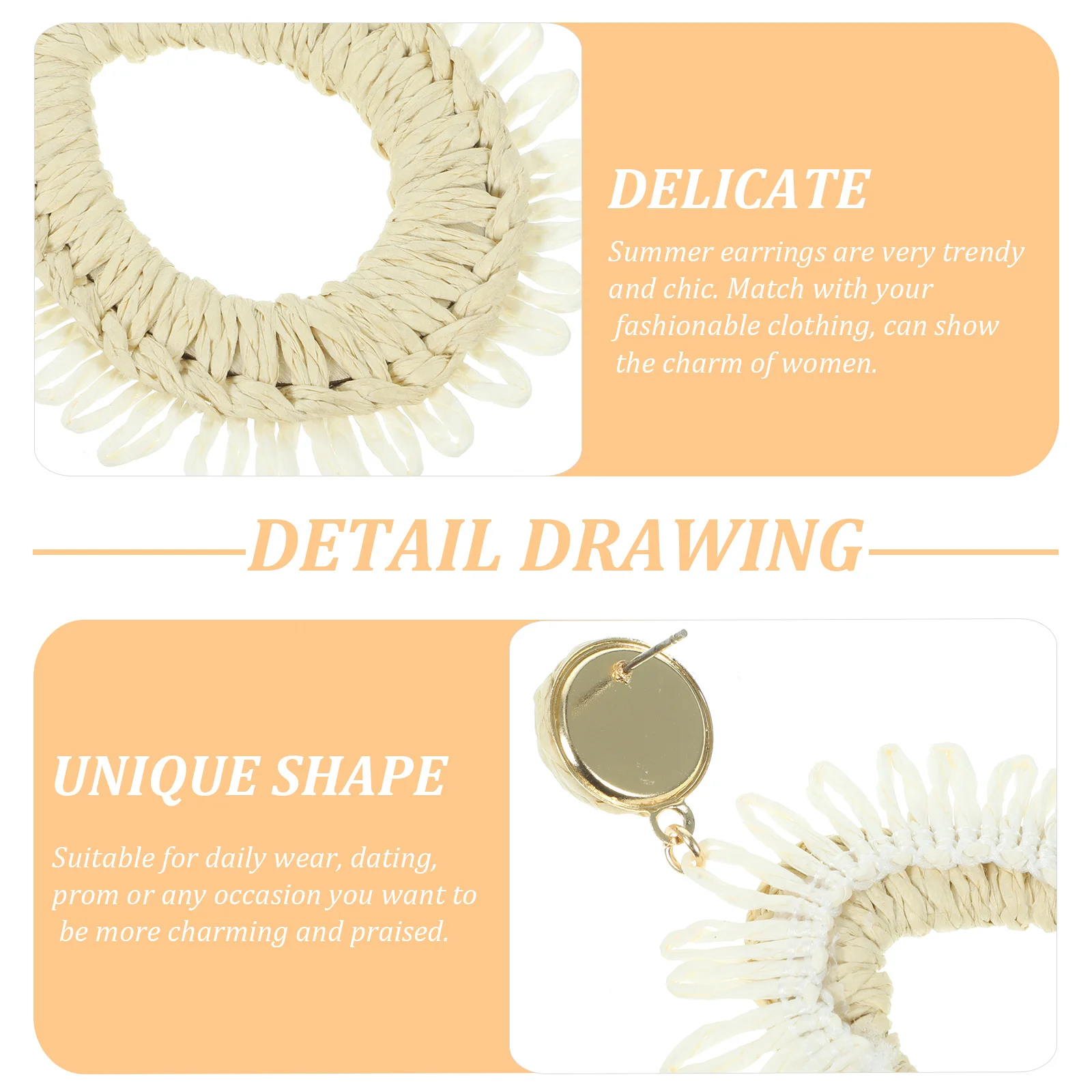 1 Paar Waterdruppel Raffia Oorbellen Vrouwen Bohemian Zomer Lichtgewicht Strand Accessoires Fashion Statement Sieraden