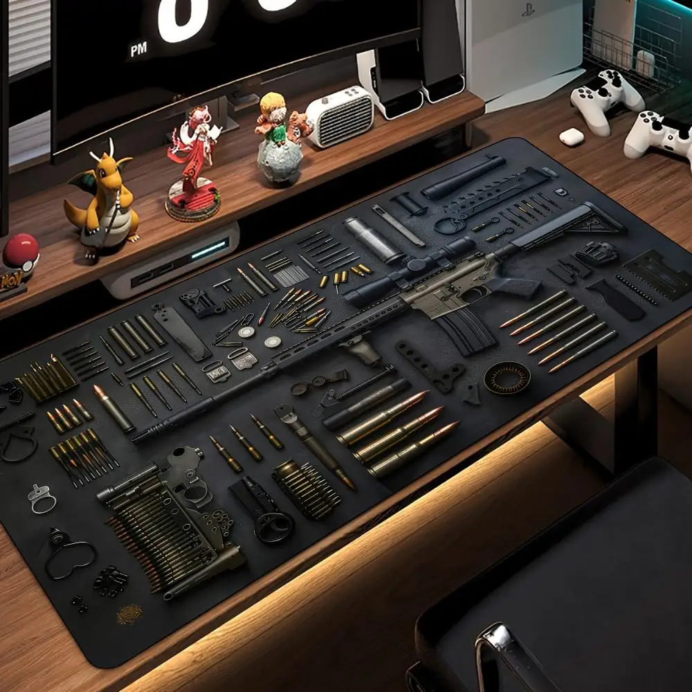 3D gun pattern theme Mouse Pad Desk Mat Gaming mat gamer pc accessories Non-Slip Rubber mouse pads maus pad rug FPS game mat