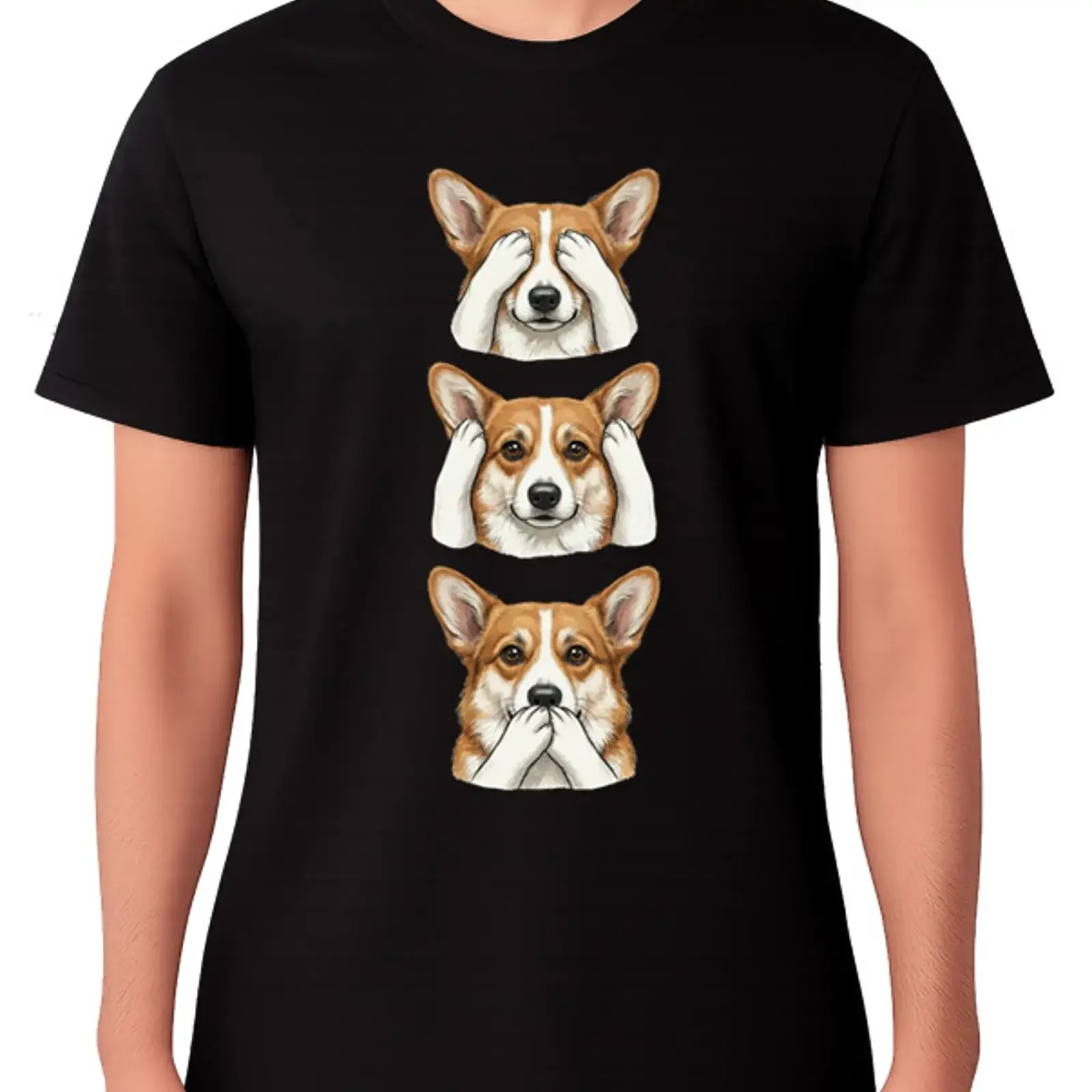 Pembroke Welsh Corgi See Hear Speak No Evil T Shirt Cute Dog Lover vintage Washed Casual Stylish Breathable designer clothes