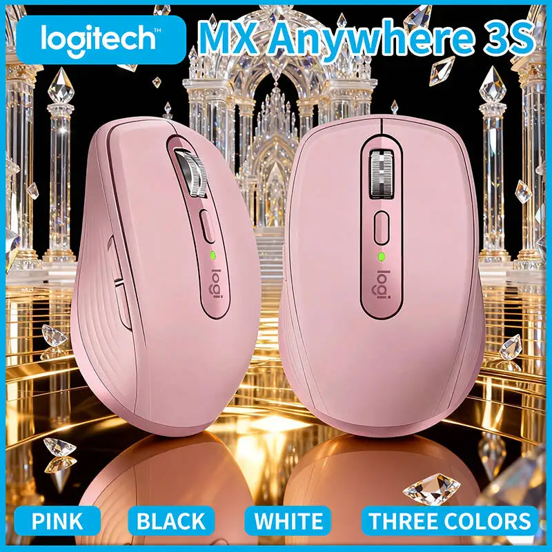 Portable Logitech MX Anywhere 3S - 8K DPI Darkfield, Hyper-Scroll, Silent Click, USB-C Charge, Compact for On-the-Go Work