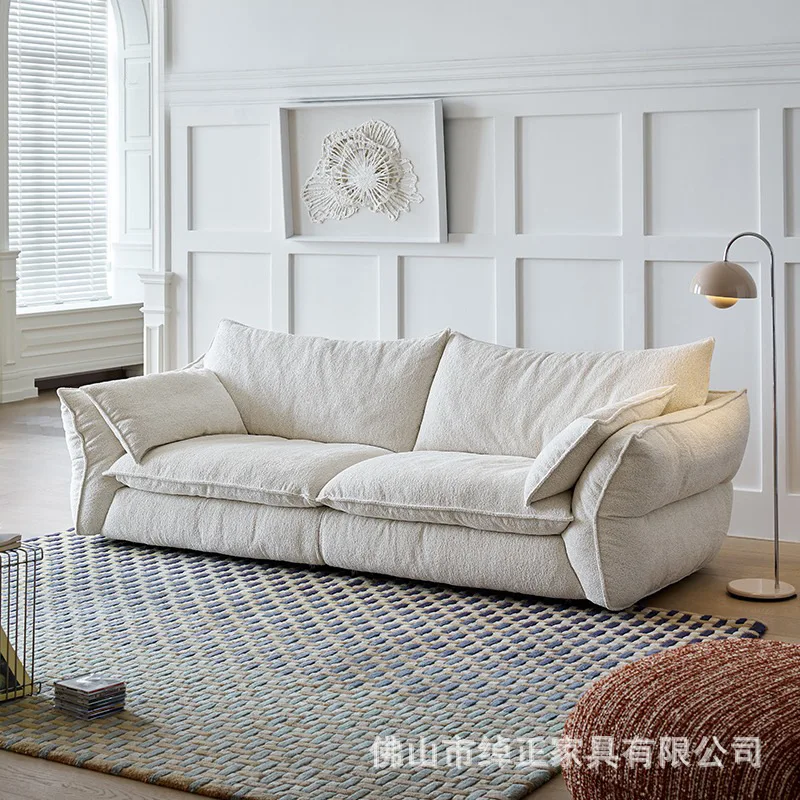 

PYJ Grado sofa cream style retro living room dismantling and washing fabric straight row sofa