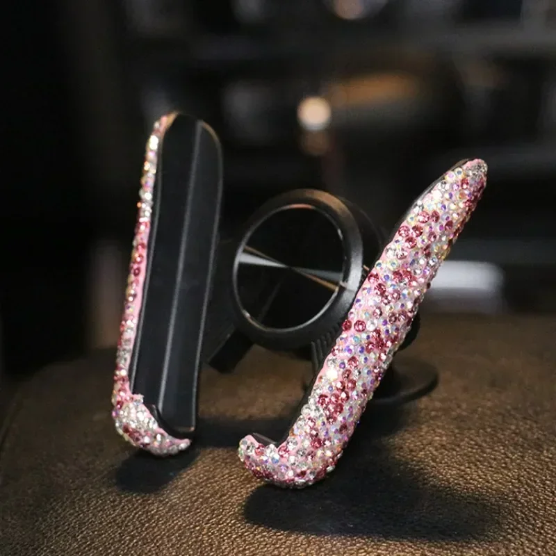 

Держатель для телефона в автомобиль с бриллиантами, крепление на воздуховод, для смартфонов Android и iPhone, аксессуар для салона автомобиля для девушек и женщин