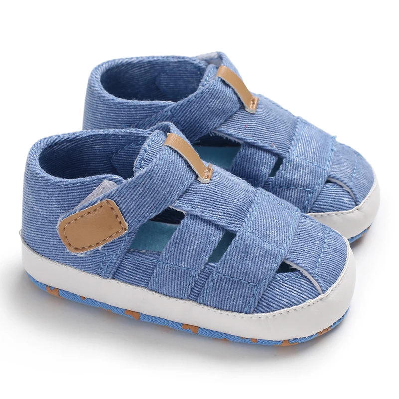 Newborn Boys And Girls Baby Shoes Fashion Canvas Soft Soles First Walking Shoes Breathable Sandals Popular Summer Beach Shoes