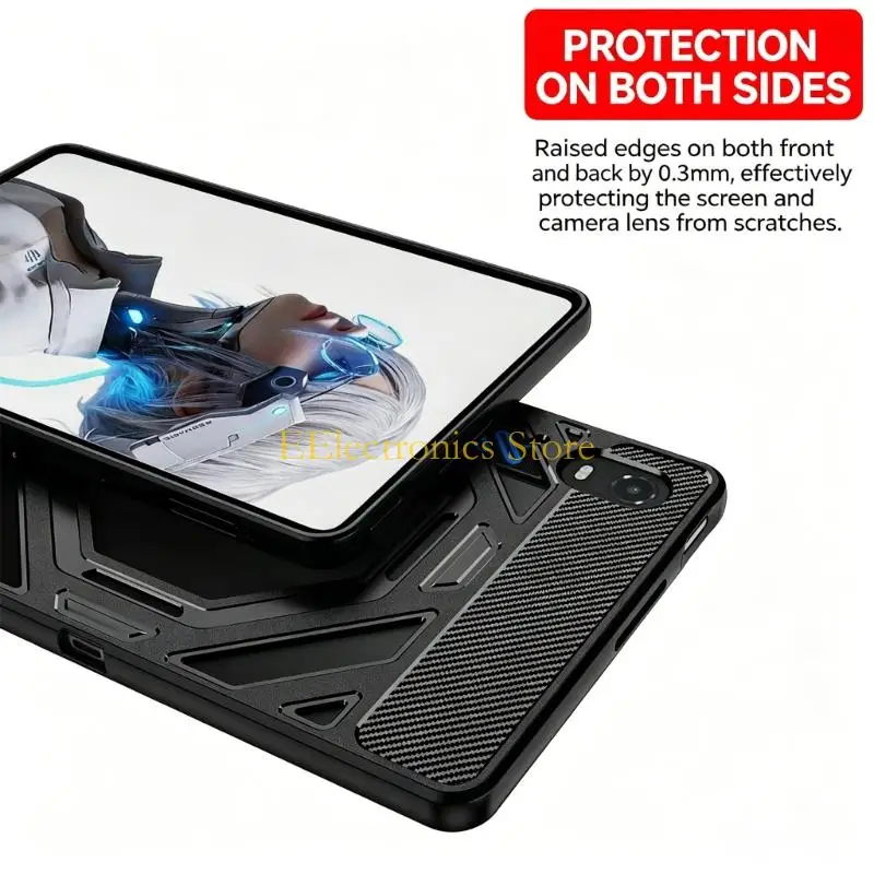 B03C Rear-Cutout Gaming Tablet Cover with Detachable Hand Grips, Corner Guard Frame for Steady Landscape Control Use