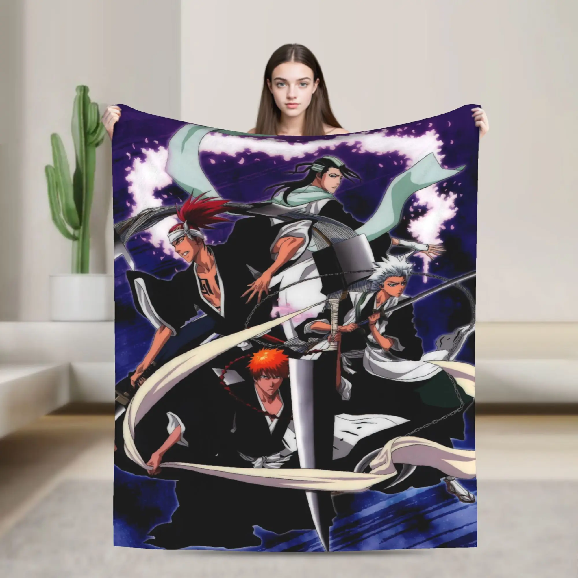 Ichigo Zangetsu Duo Blanket Bleached Super Warm Plush Bedding Throws For Couch Chair Sofa Bed Camping Flannel Bedspread Bed