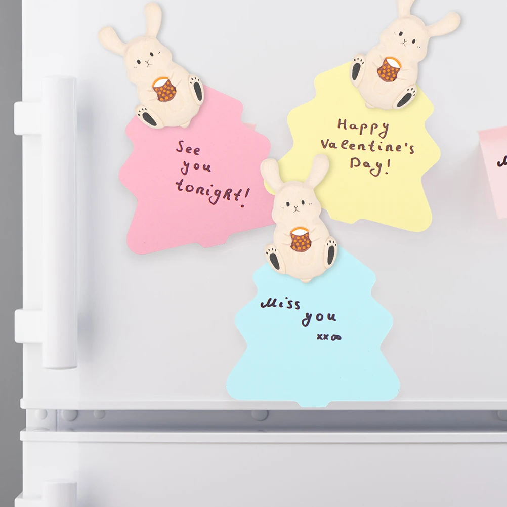 

2 Pcs Wooden Rabbit Fridge Magnet Kitchen Accessories for Refrigerator Decor Multi Supplies Non fading