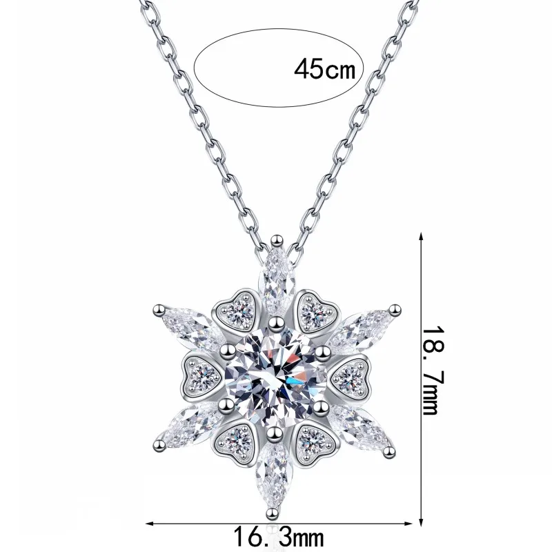 BOCAI New S925 Pure Silver Simple And Compact Inlaid With Moissanite Heart Hexagonal Pendant Women's Gift