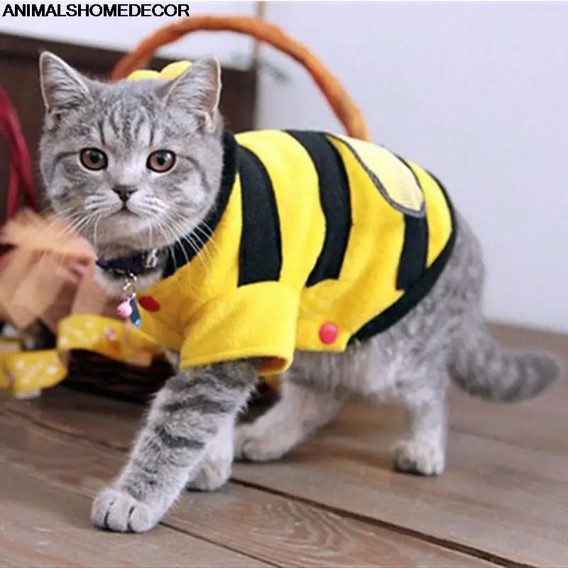 Cute Dog Clothes Cat Pet Clothes Bees Cat Clothes Soft Fleece Teddy Poodle Dog Clothing Pet Product Supplies Accessories